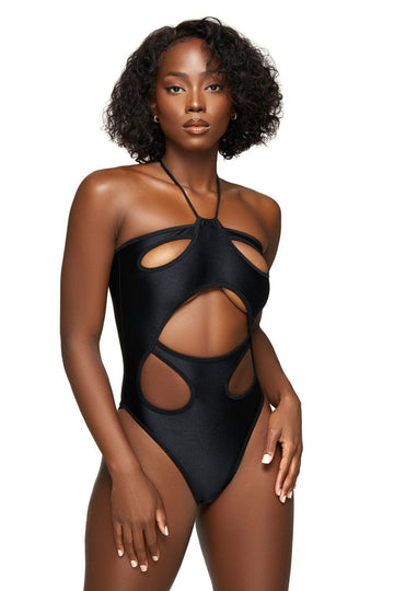 Black Open Under Boob Bodysuit